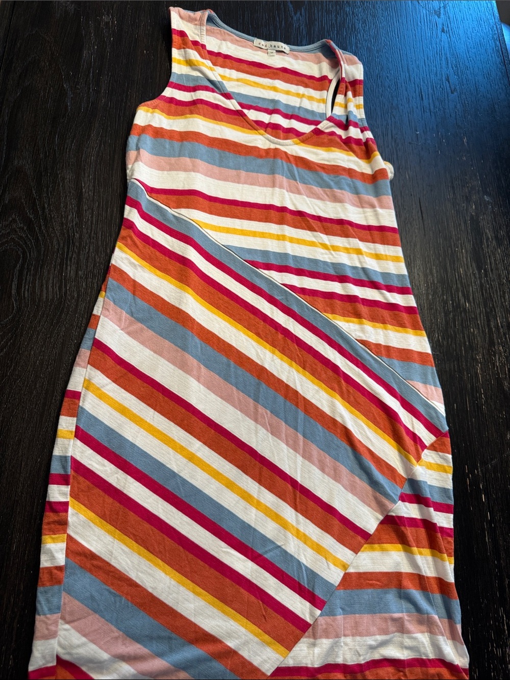 Red Haute Striped Sleeveless Maxi Skirt - Pink, Red, Orange, Blue, Yellow, Cream